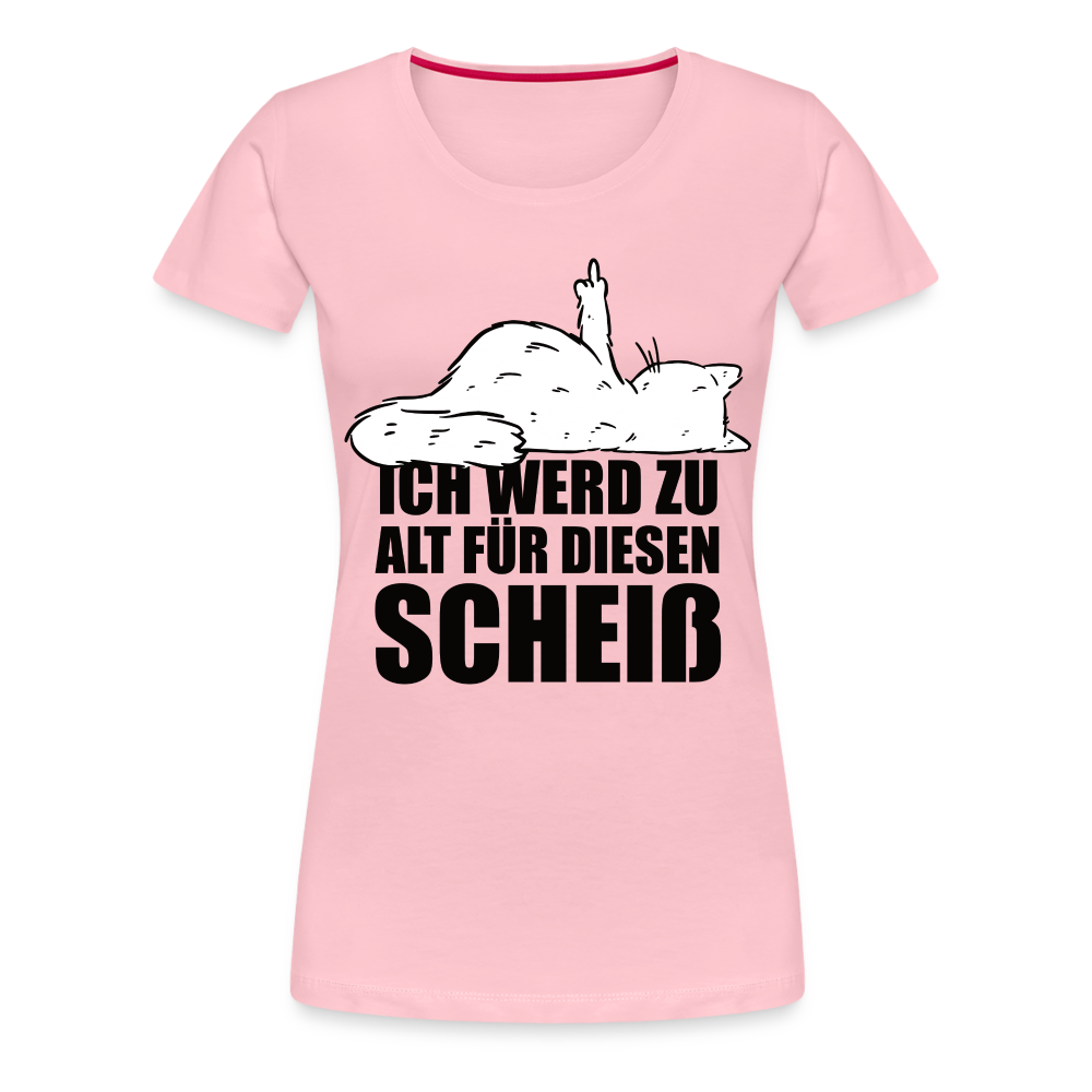 Katze Mittelfinger Ich werd zu alt für diesen Scheiß Lustiges Frauen Premium T-Shirt - Hellrosa