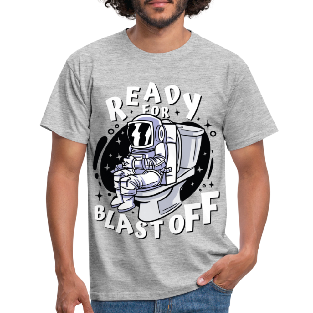 Astronaut auf dem Topf Ready for Blast off Lustiges T-Shirt - Grau meliert