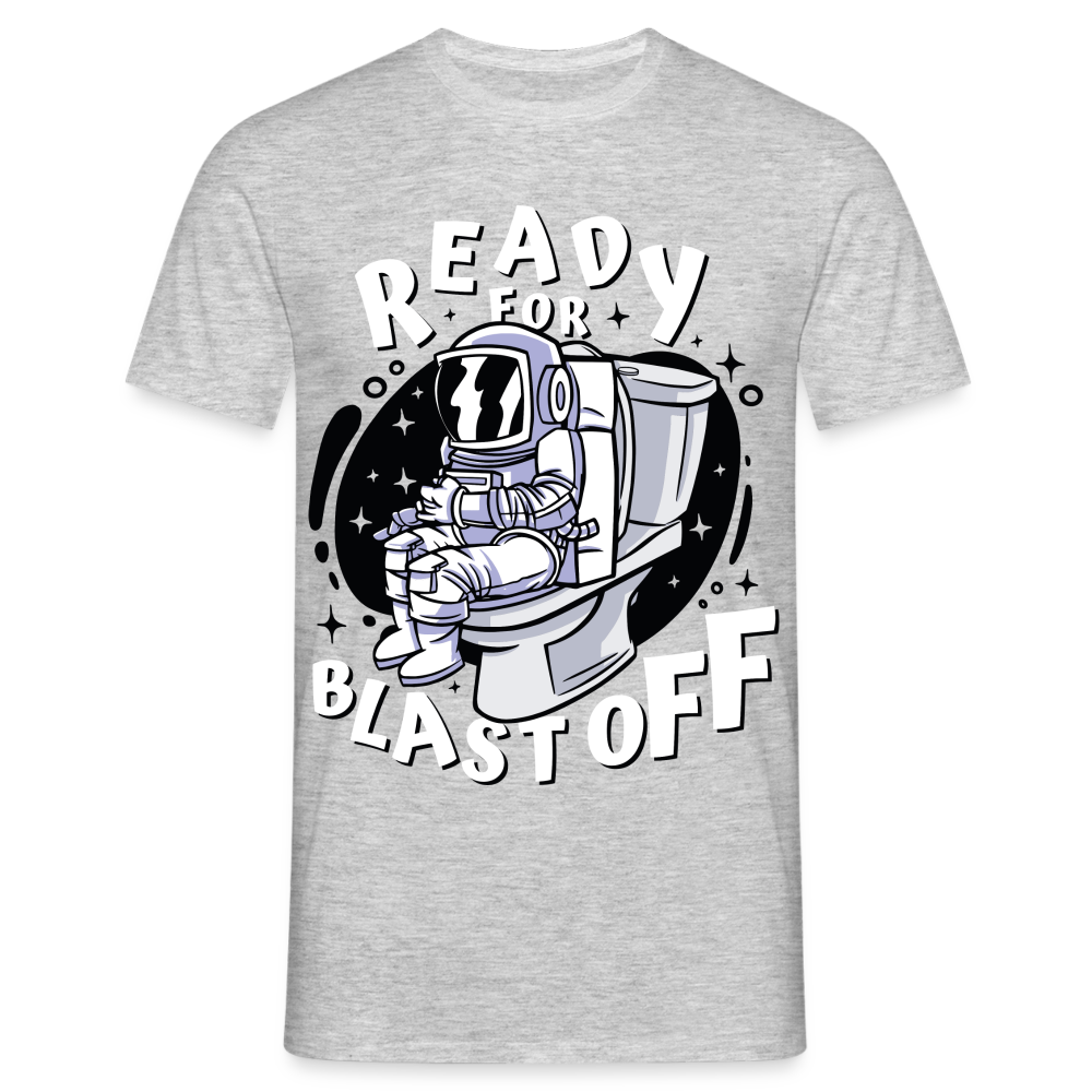 Astronaut auf dem Topf Ready for Blast off Lustiges T-Shirt - Grau meliert