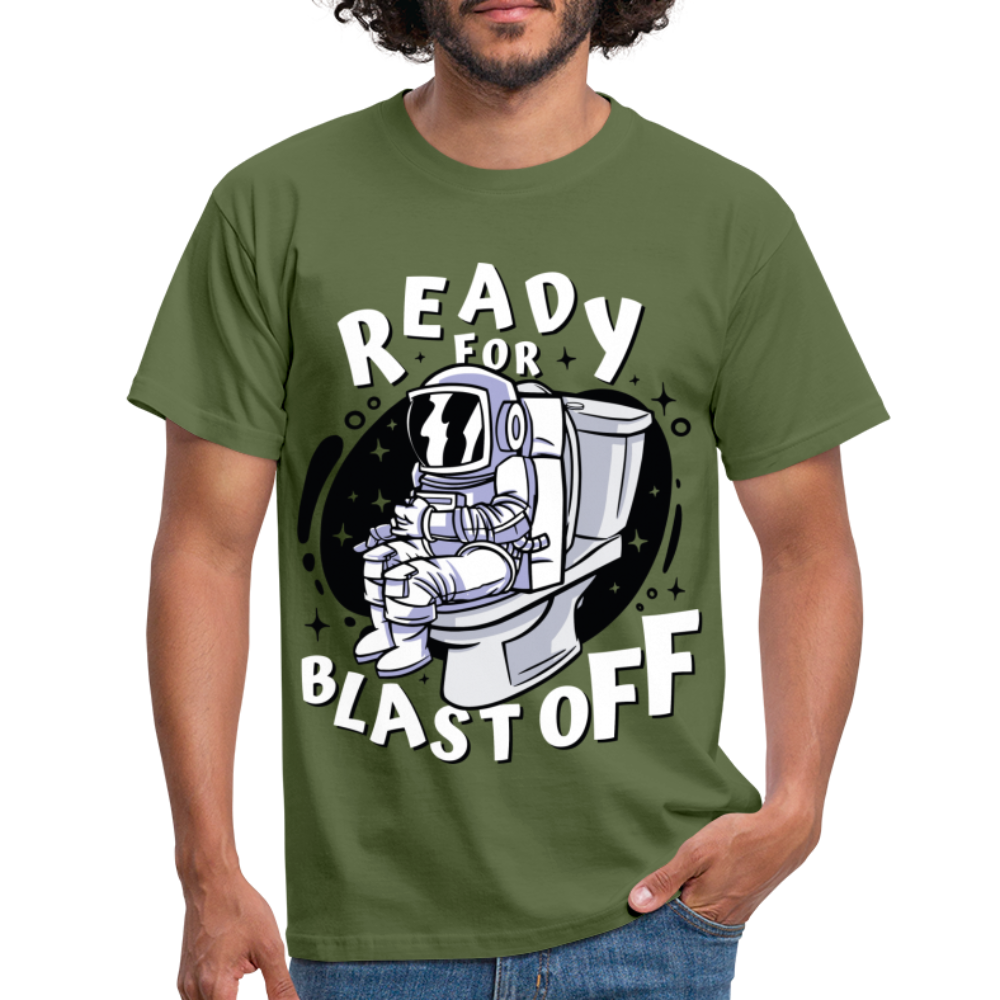 Astronaut auf dem Topf Ready for Blast off Lustiges T-Shirt - Militärgrün