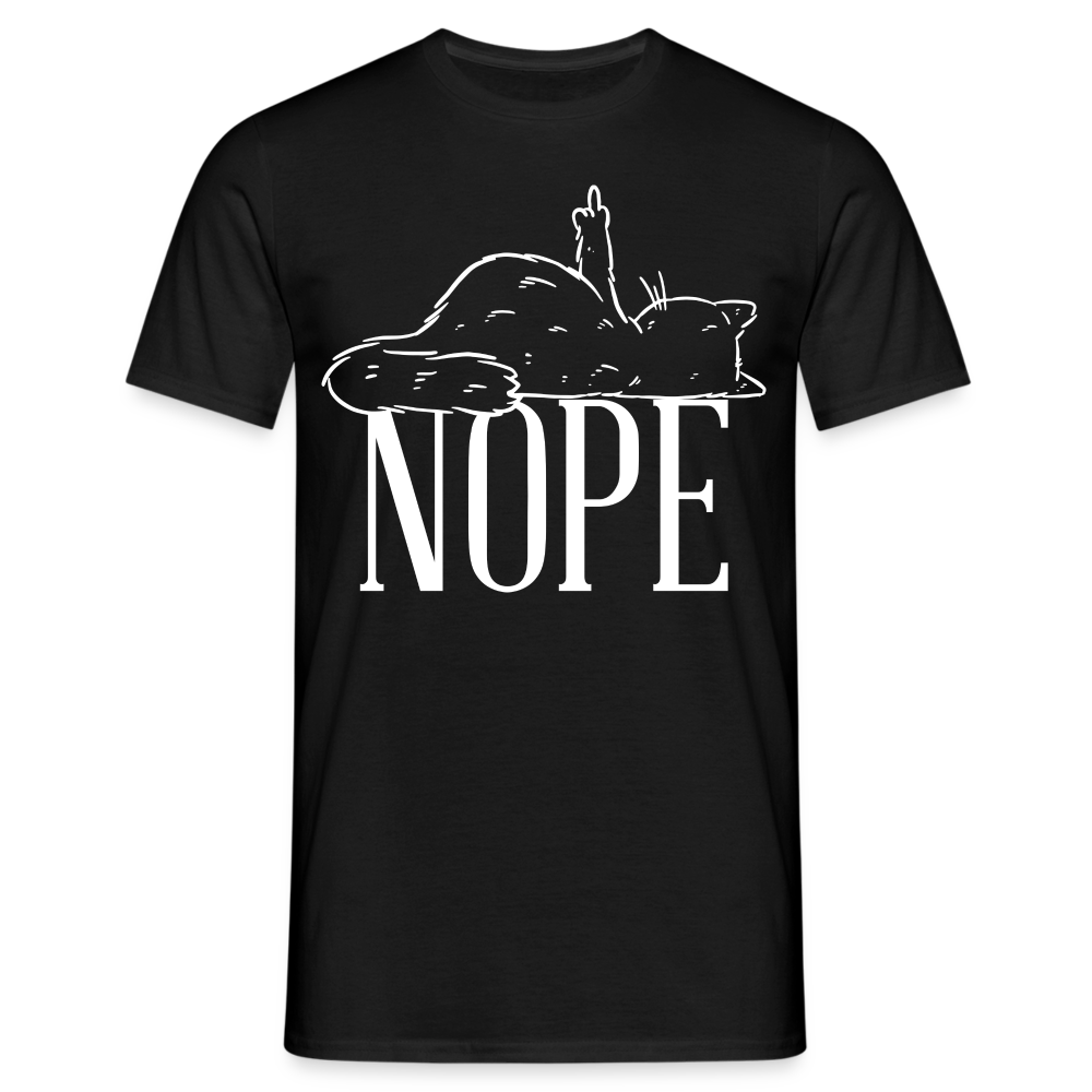 Katze Mittelfinger Nein NOPE Lustiges T-Shirt - Schwarz