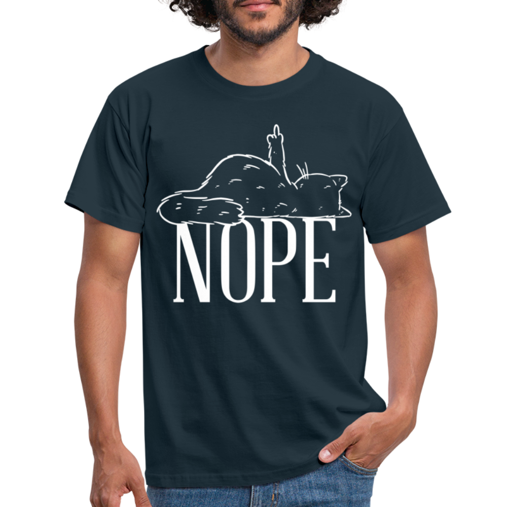 Katze Mittelfinger Nein NOPE Lustiges T-Shirt - Navy