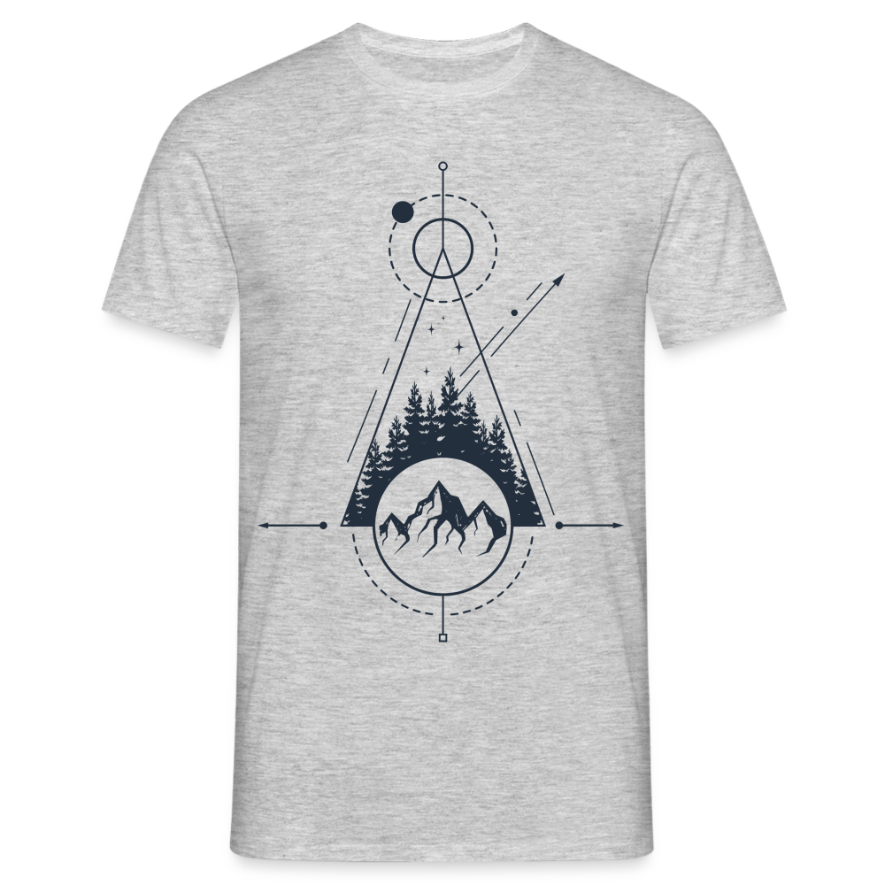 Berge Geometrisch Natur T-Shirt - Grau meliert