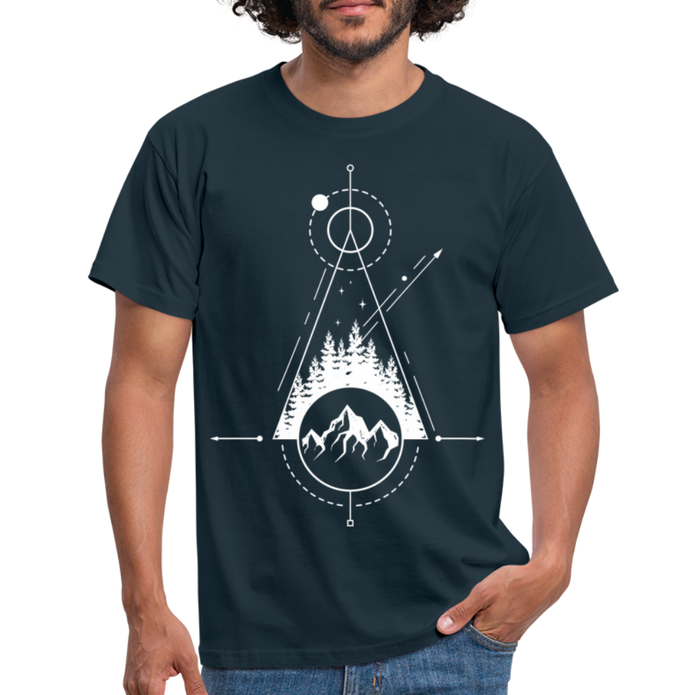 Berge Geometrisch Natur T-Shirt - Navy