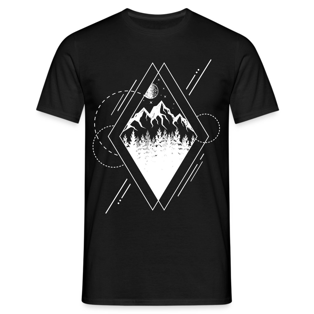 Berge Natur Geometrisch T-Shirt - Schwarz