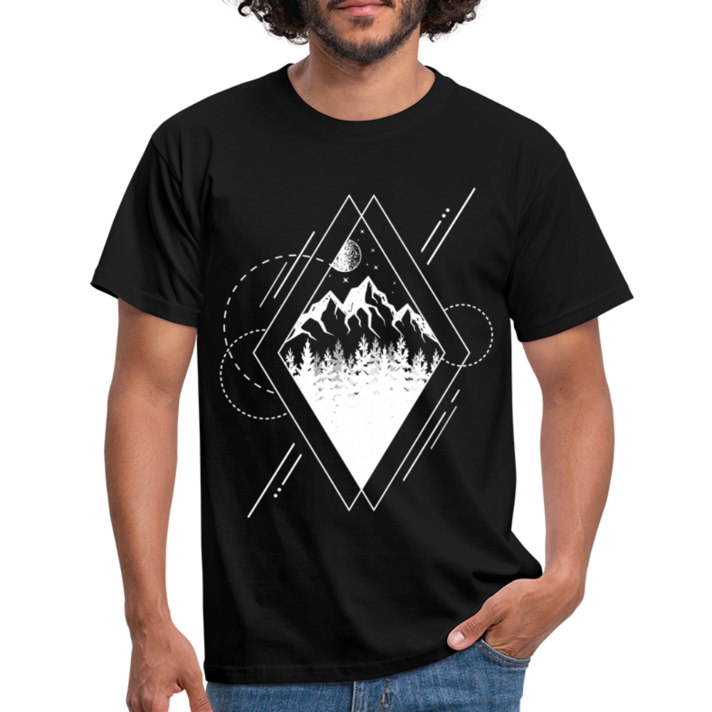 Berge Natur Geometrisch T-Shirt - Schwarz