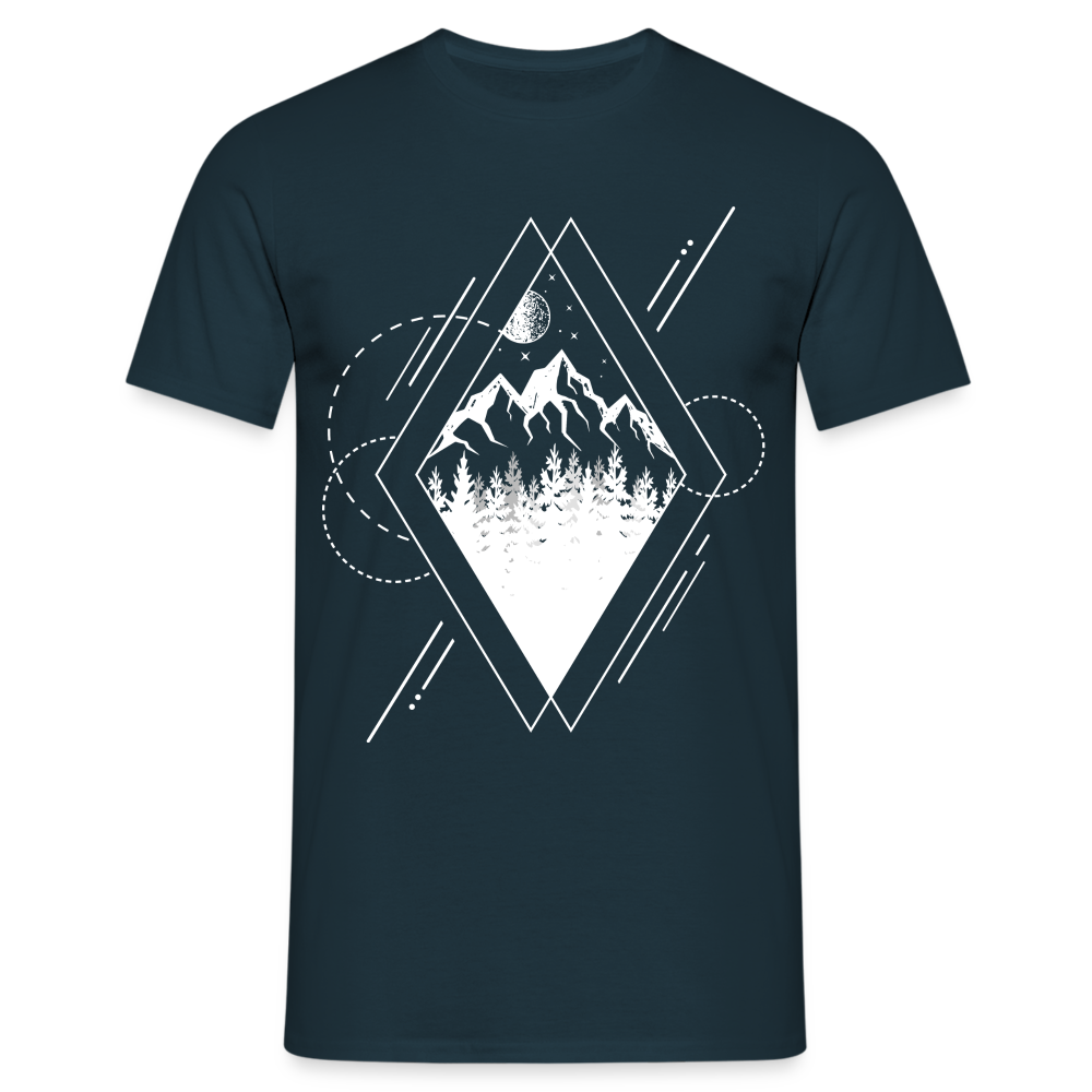 Berge Natur Geometrisch T-Shirt - Navy
