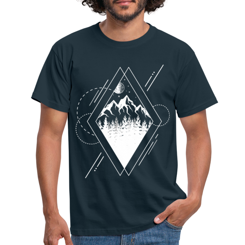 Berge Natur Geometrisch T-Shirt - Navy