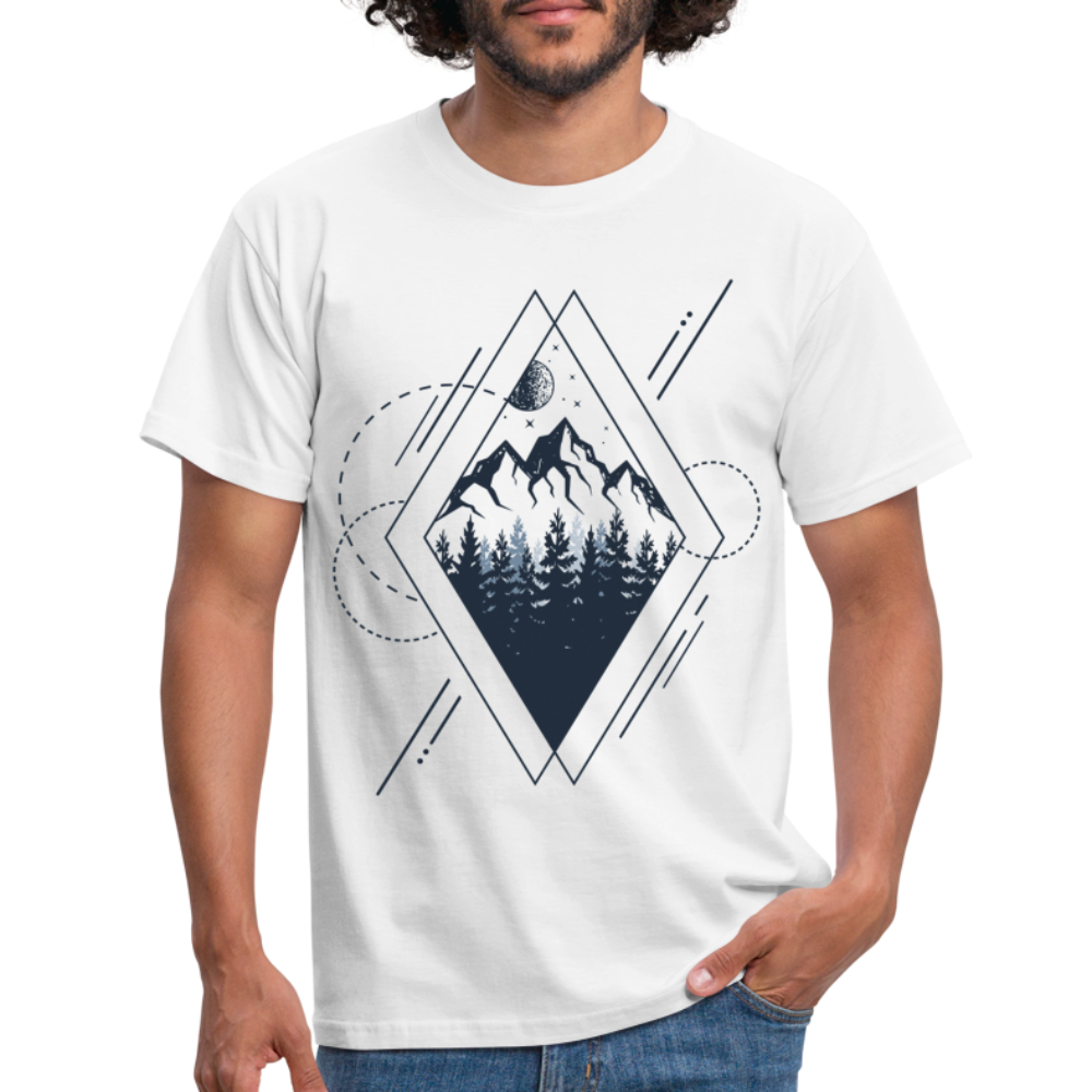 Berge Natur Geometrisch T-Shirt - weiß