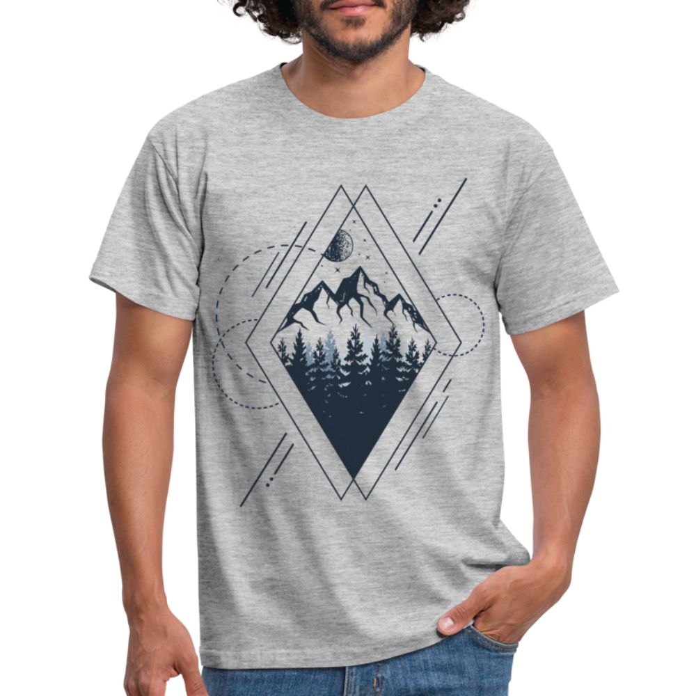Berge Natur Geometrisch T-Shirt - Grau meliert