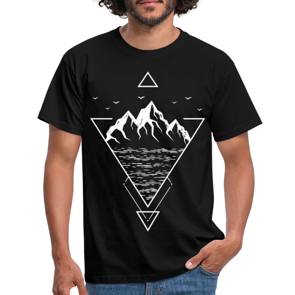 Berge Natur See Geometrisch T-Shirt - Schwarz