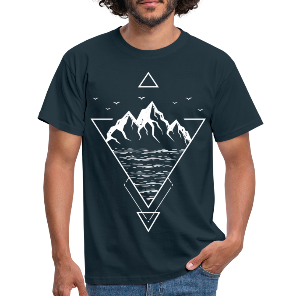 Berge Natur See Geometrisch T-Shirt - Navy