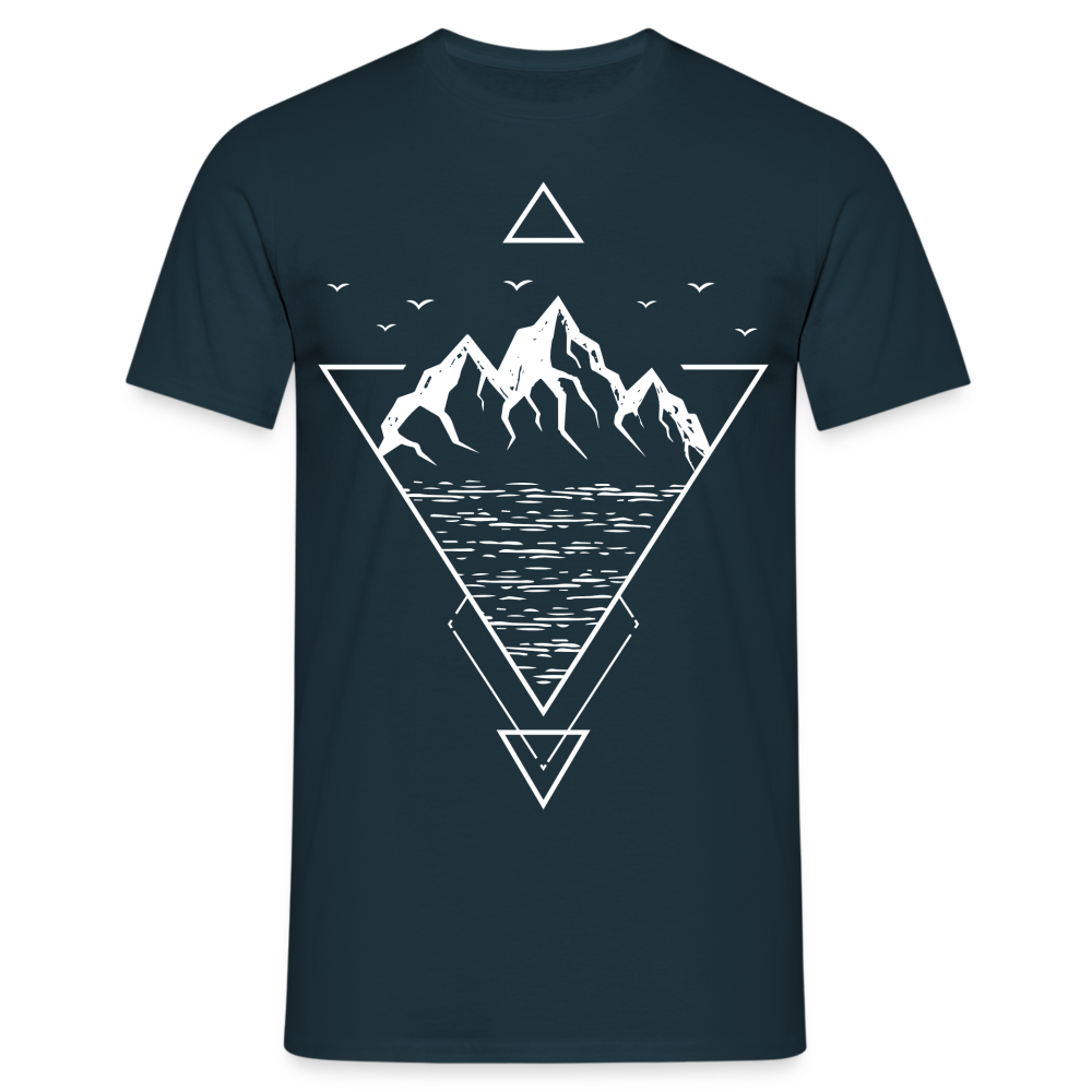 Berge Natur See Geometrisch T-Shirt - Navy