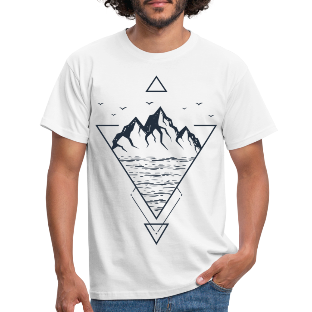 Berge Natur See Geometrisch T-Shirt - weiß