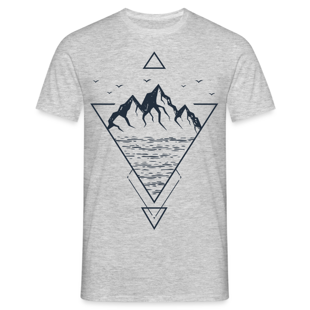 Berge Natur See Geometrisch T-Shirt - Grau meliert