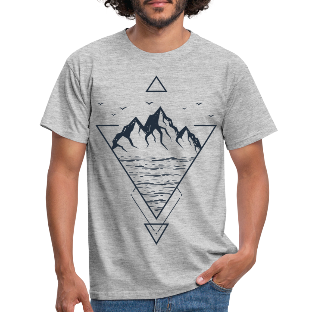 Berge Natur See Geometrisch T-Shirt - Grau meliert
