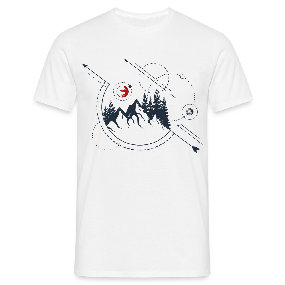 Berge Natur Mond Geometrisch T-Shirt - weiß