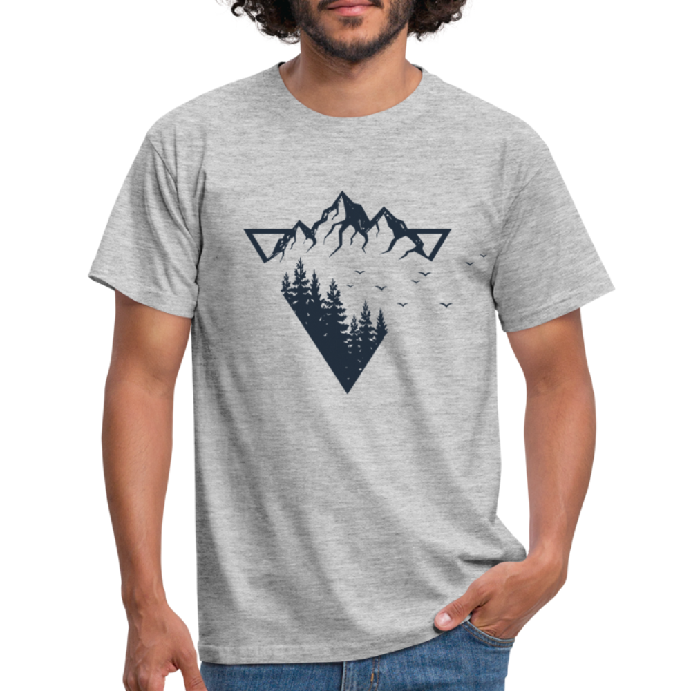 Berge Natur Geometrisch T-Shirt - Grau meliert