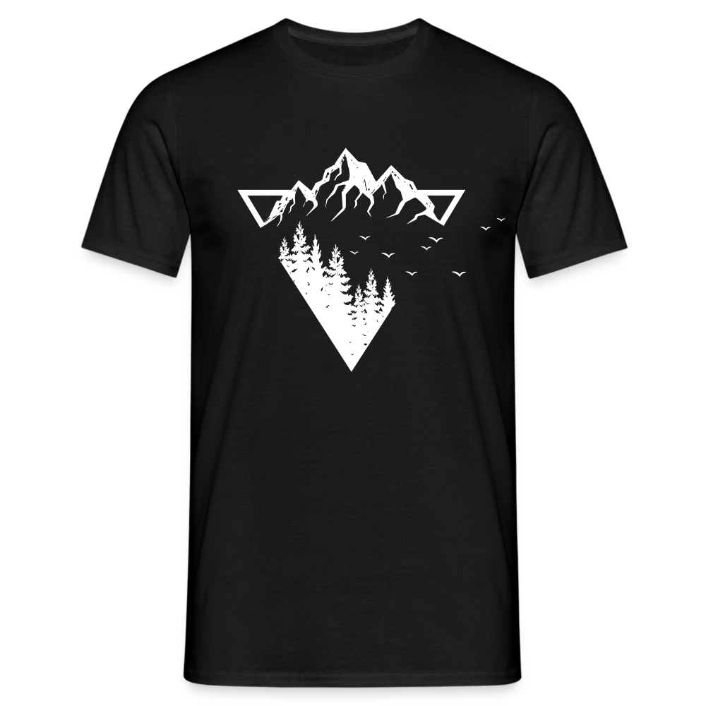 Berge Natur Geometrisch T-Shirt - Schwarz