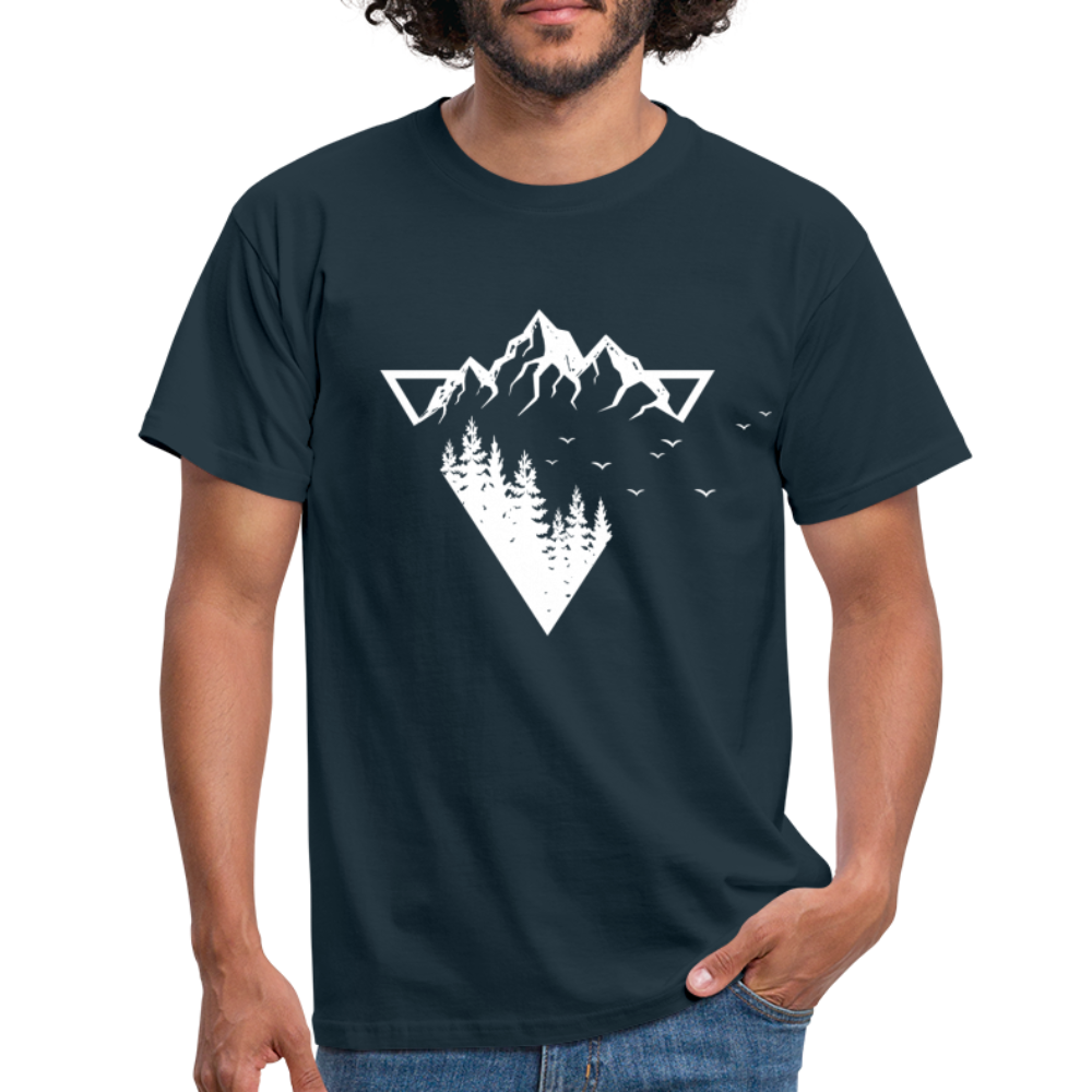 Berge Natur Geometrisch T-Shirt - Navy