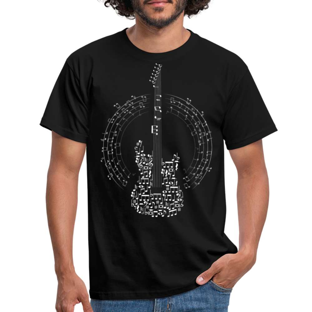 Gitarrist Shirt Gitarre aus Noten Gitarre T-Shirt - Schwarz