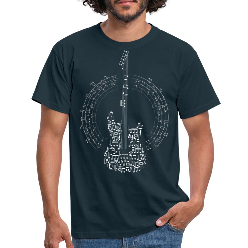 Gitarrist Shirt Gitarre aus Noten Gitarre T-Shirt - Navy