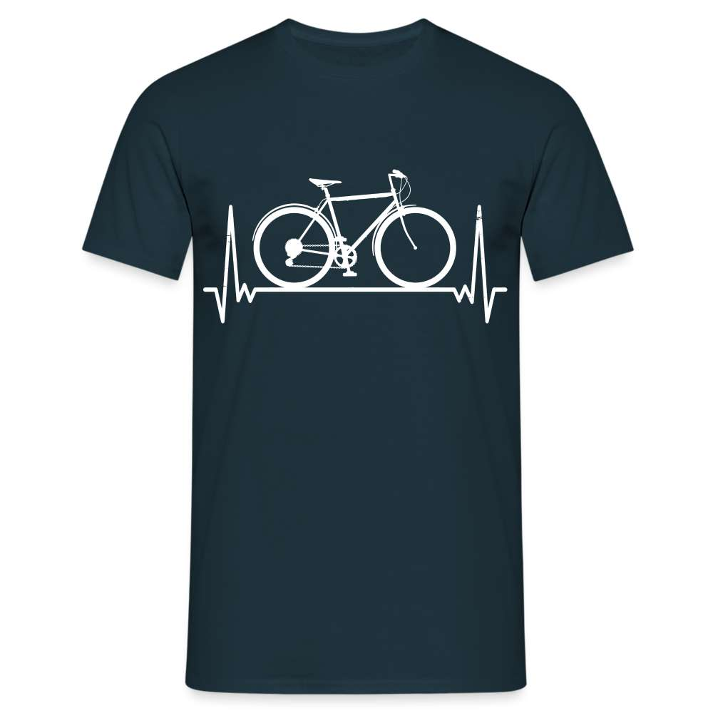 Fahrrad EKG Herzschlag Radfahrer aus Leidenschaft T-Shirt - Navy