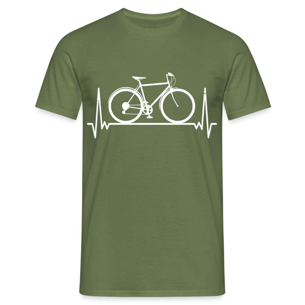 Fahrrad EKG Herzschlag Radfahrer aus Leidenschaft T-Shirt - Militärgrün
