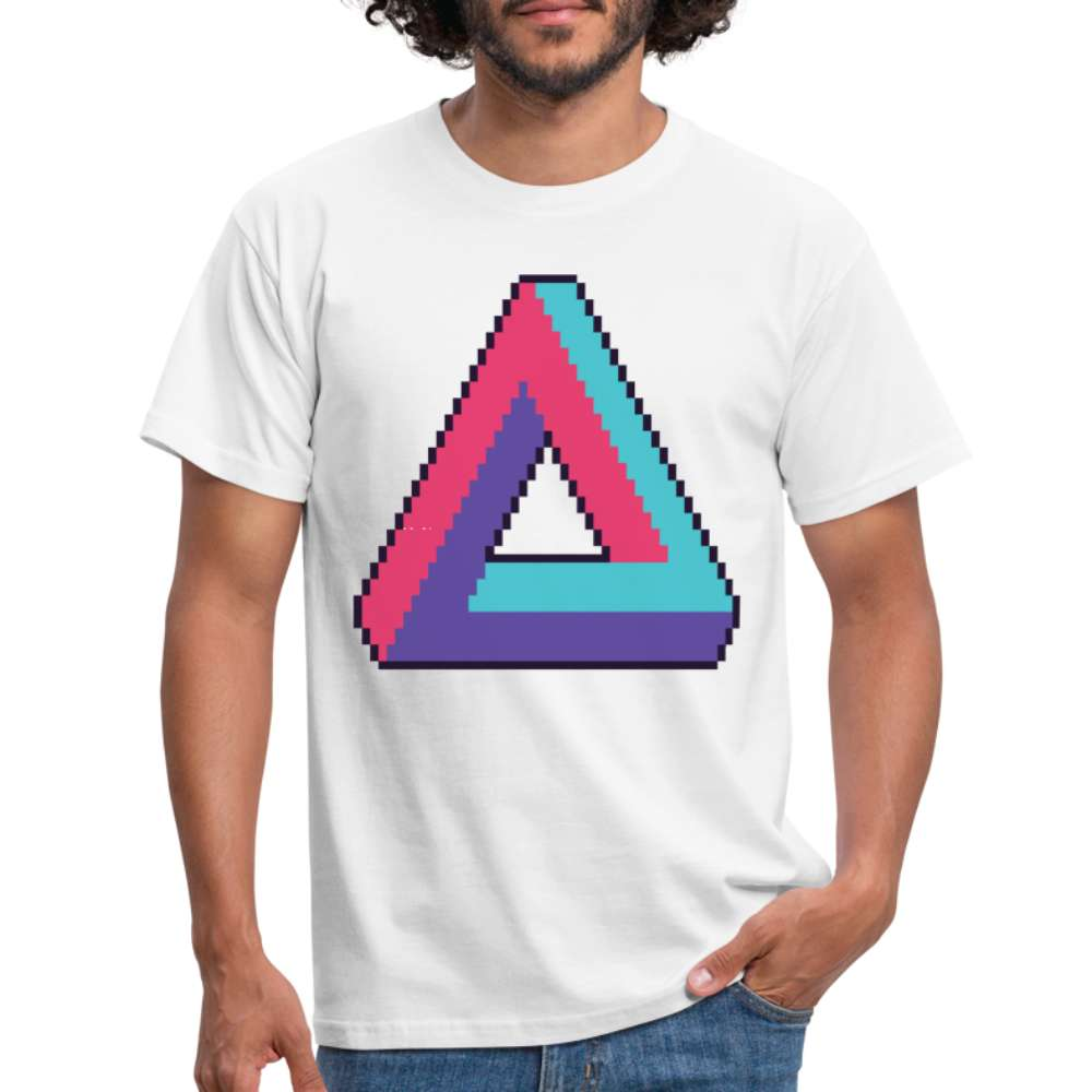 Retro Gaming Programmierer Unendliches Pixel Dreieck T-Shirt - weiß