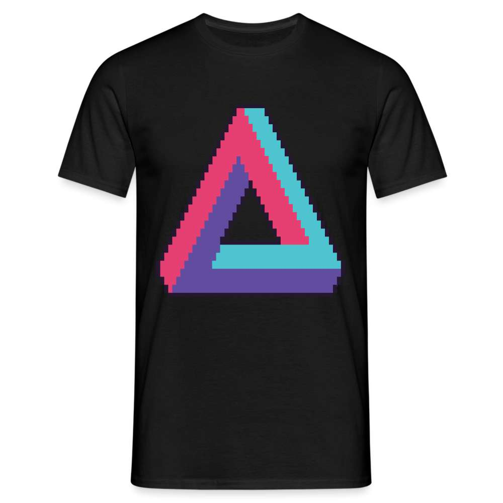 Retro Gaming Programmierer Unendliches Pixel Dreieck T-Shirt - Schwarz