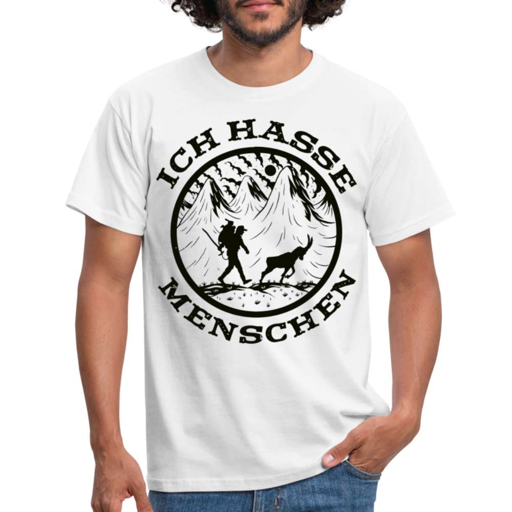 Berge Bergmenschen Wandern ich hasse Menschen T-Shirt - weiß