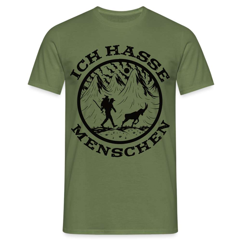 Berge Bergmenschen Wandern ich hasse Menschen T-Shirt - Militärgrün