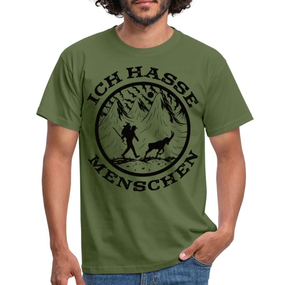 Berge Bergmenschen Wandern ich hasse Menschen T-Shirt - Militärgrün