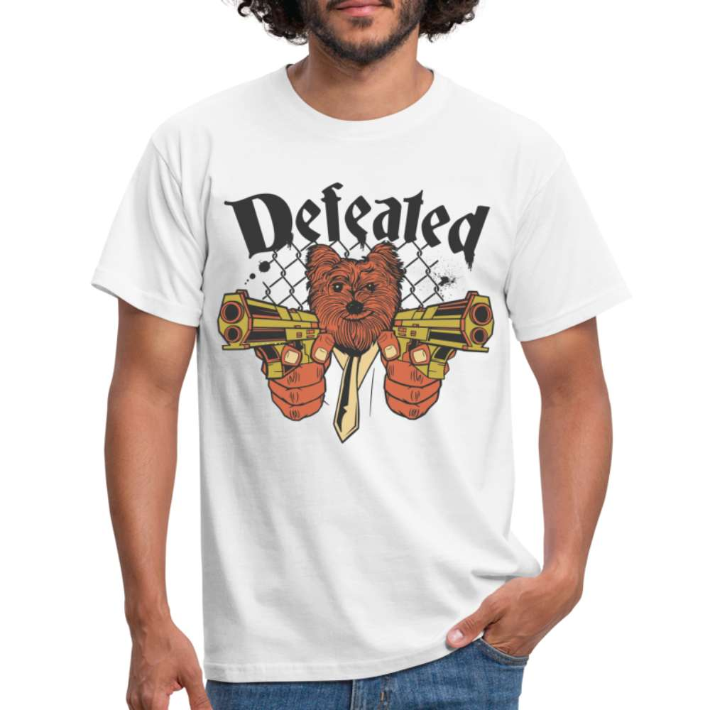 Lustiger Hund mit Pistole - Erwischt - Defeated - T-Shirt - weiß