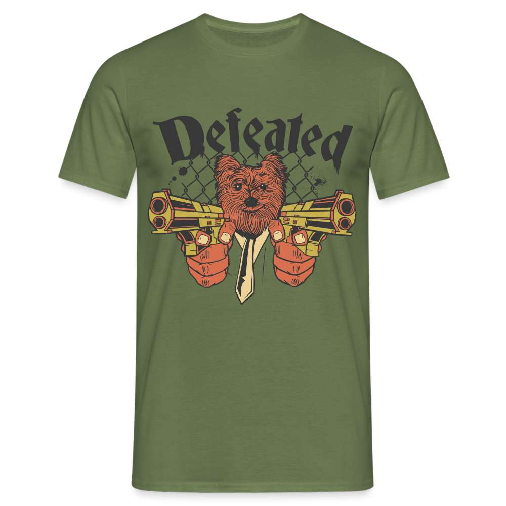 Lustiger Hund mit Pistole - Erwischt - Defeated - T-Shirt - Militärgrün