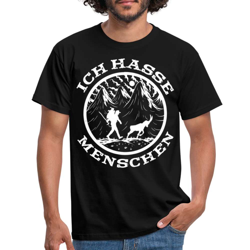 Berge Bergmenschen Wandern - Ich hasse Menschen - T-Shirt - Schwarz
