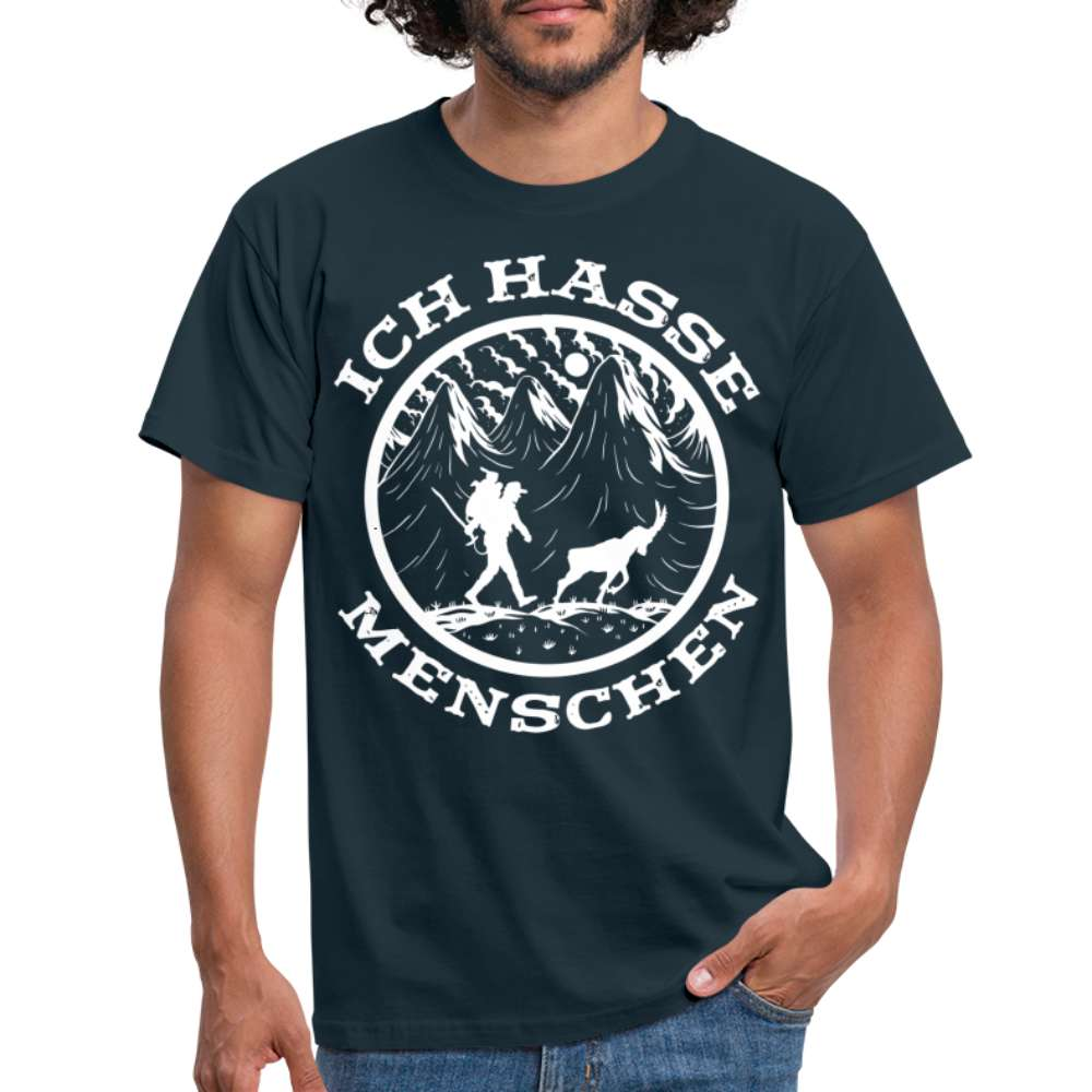 Berge Bergmenschen Wandern - Ich hasse Menschen - T-Shirt - Navy