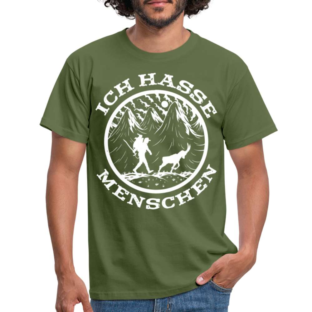 Berge Bergmenschen Wandern - Ich hasse Menschen - T-Shirt - Militärgrün
