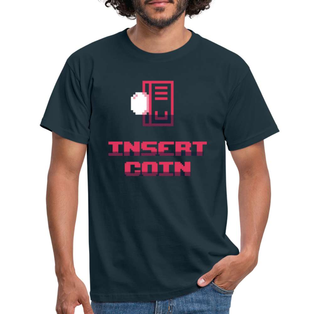 80s Retro Spielautomaten INSERT COIN - T-Shirt - Navy