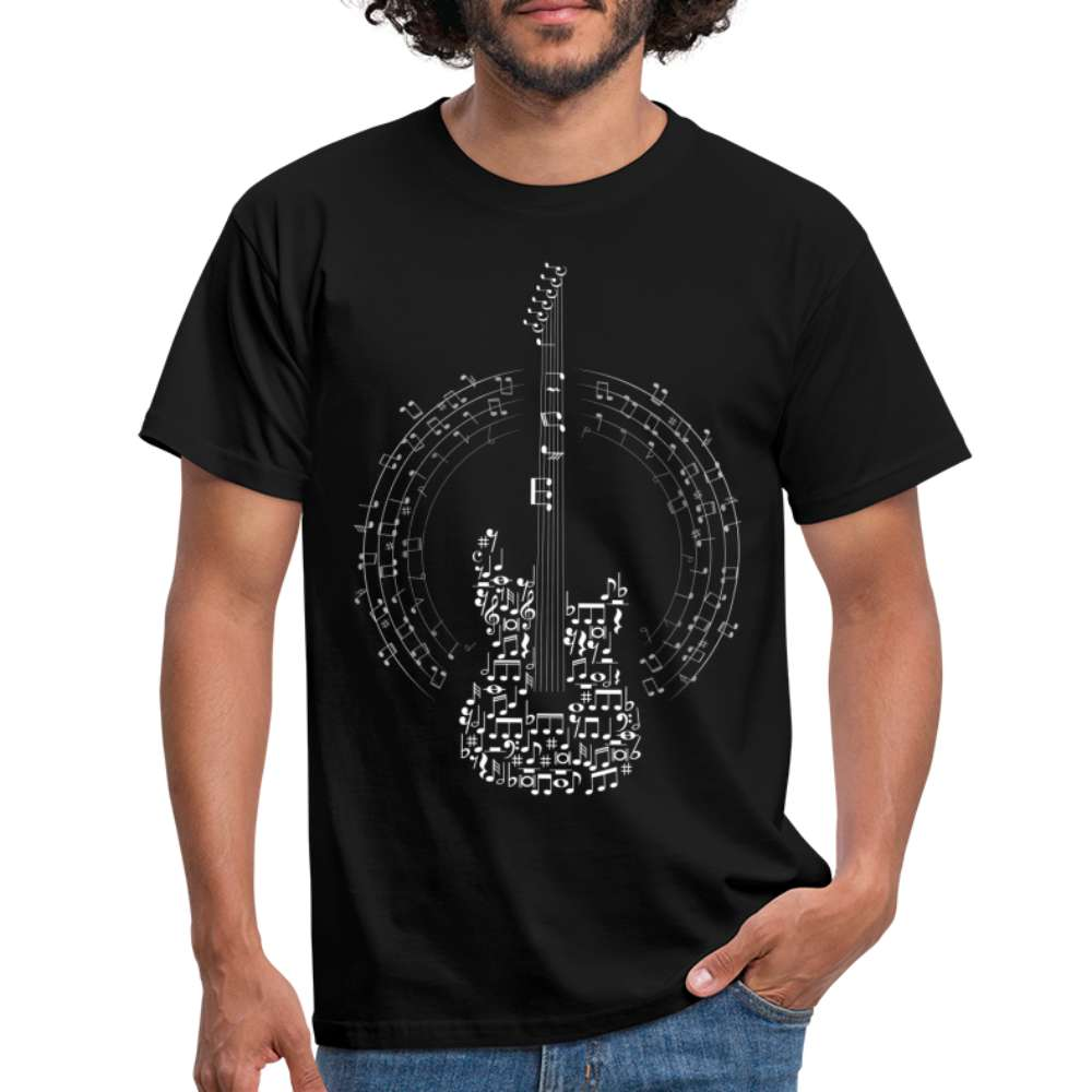 Gitarrist Gitarre aus Noten T-Shirt - Schwarz