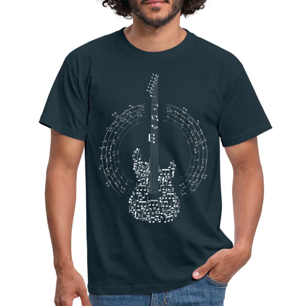 Gitarrist Gitarre aus Noten T-Shirt - Navy
