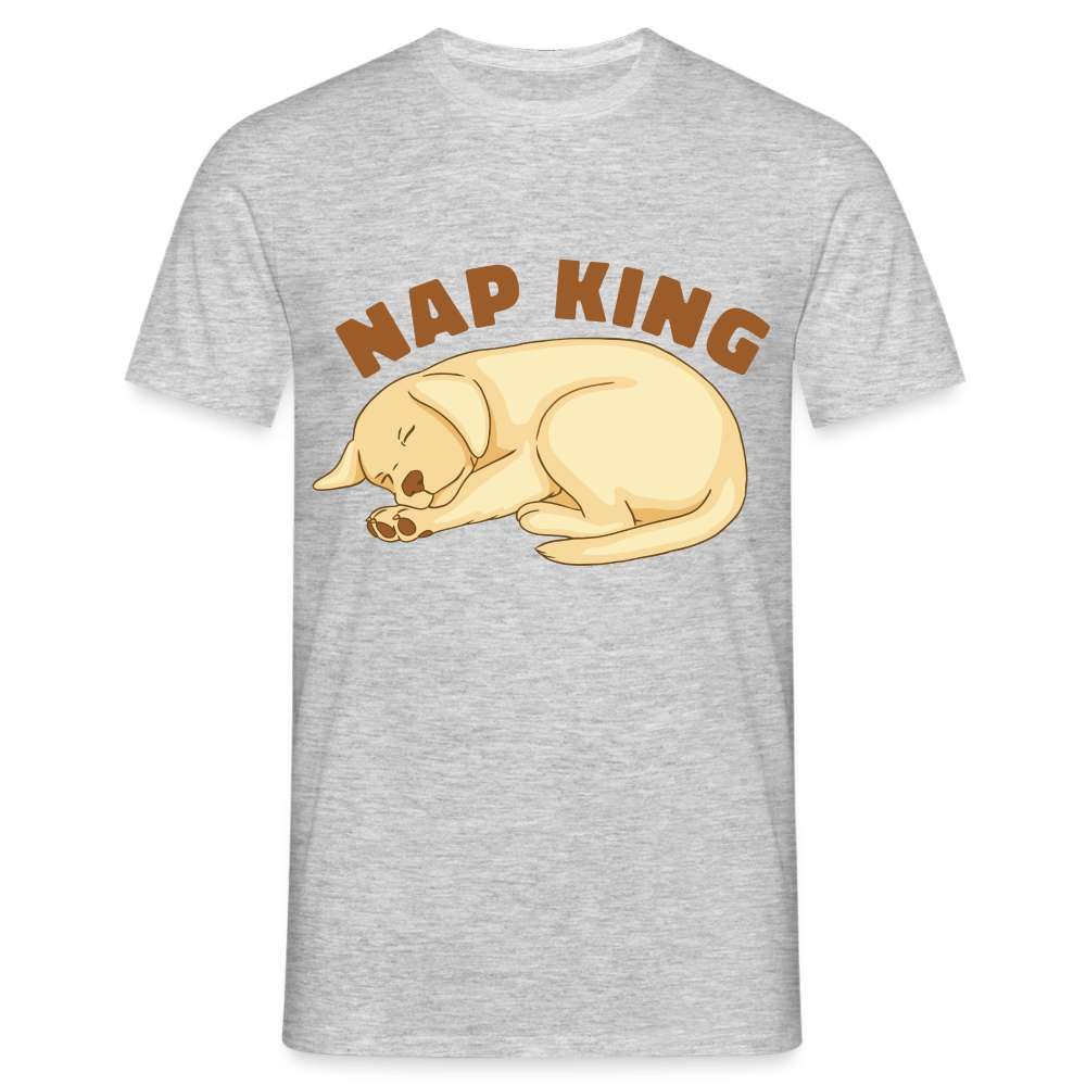 Süßer Hund Schläft NAP KING T-Shirt - Grau meliert