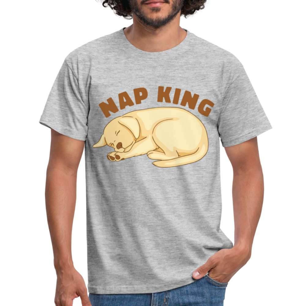 Süßer Hund Schläft NAP KING T-Shirt - Grau meliert