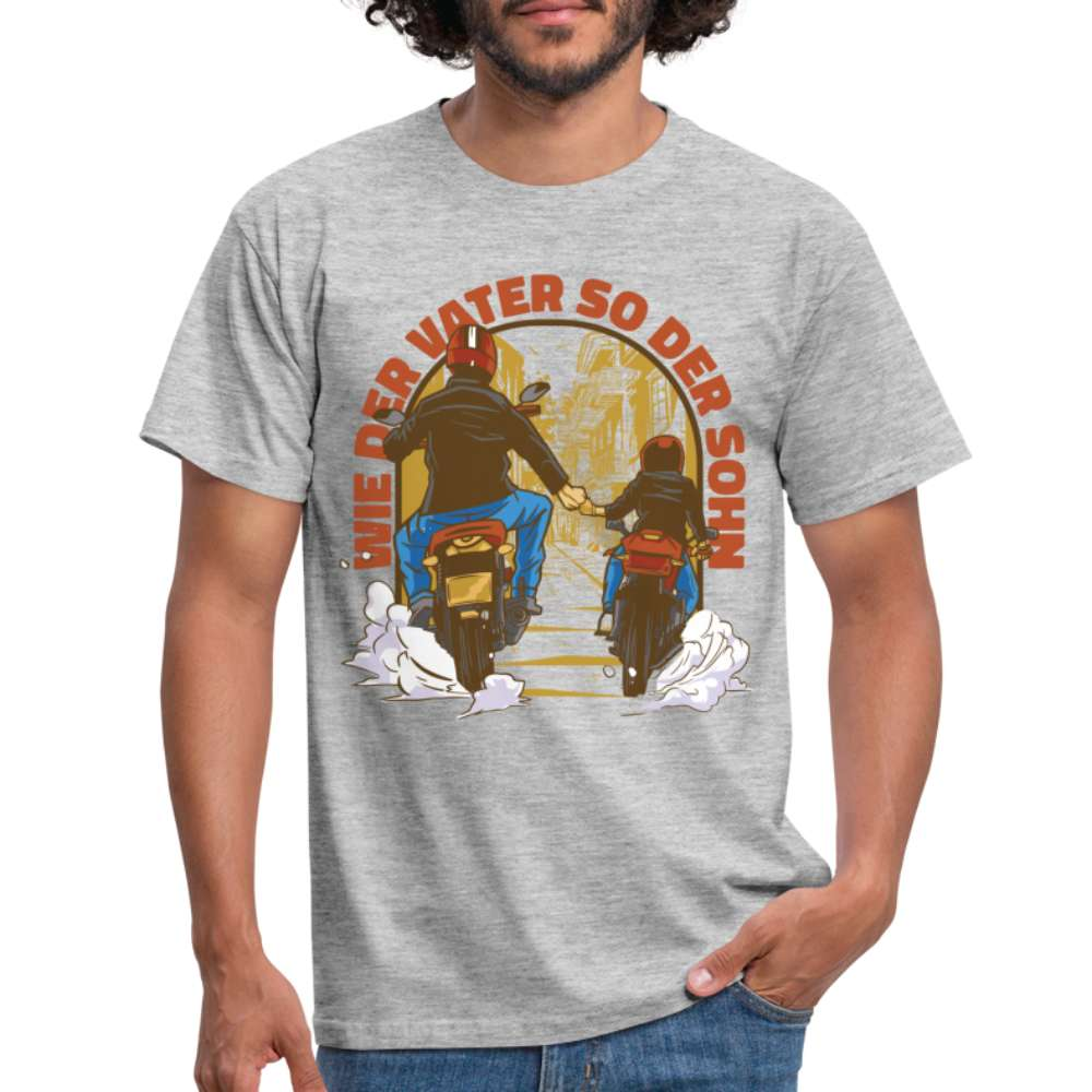 Papa Vater Sohn Motorrad - Wie der Vater so der Sohn T-Shirt - Grau meliert