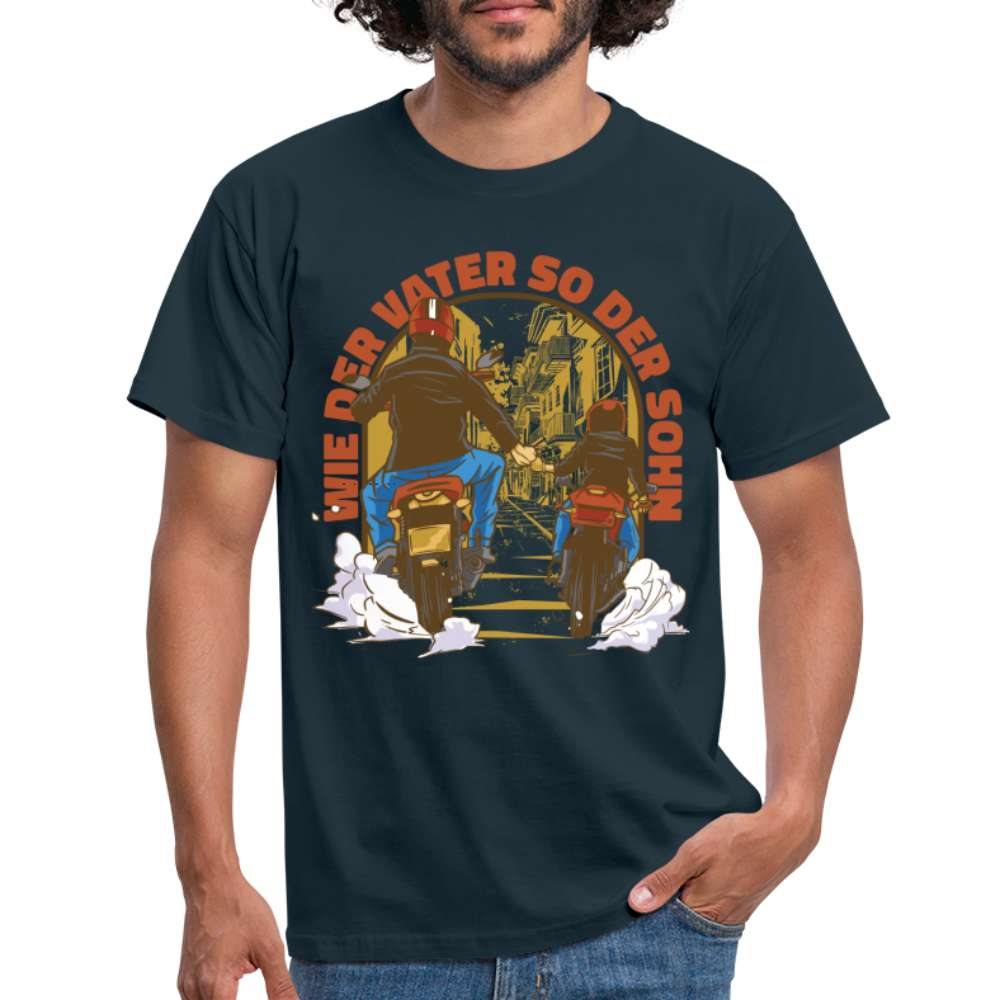 Papa Vater Sohn Motorrad - Wie der Vater so der Sohn T-Shirt - Navy