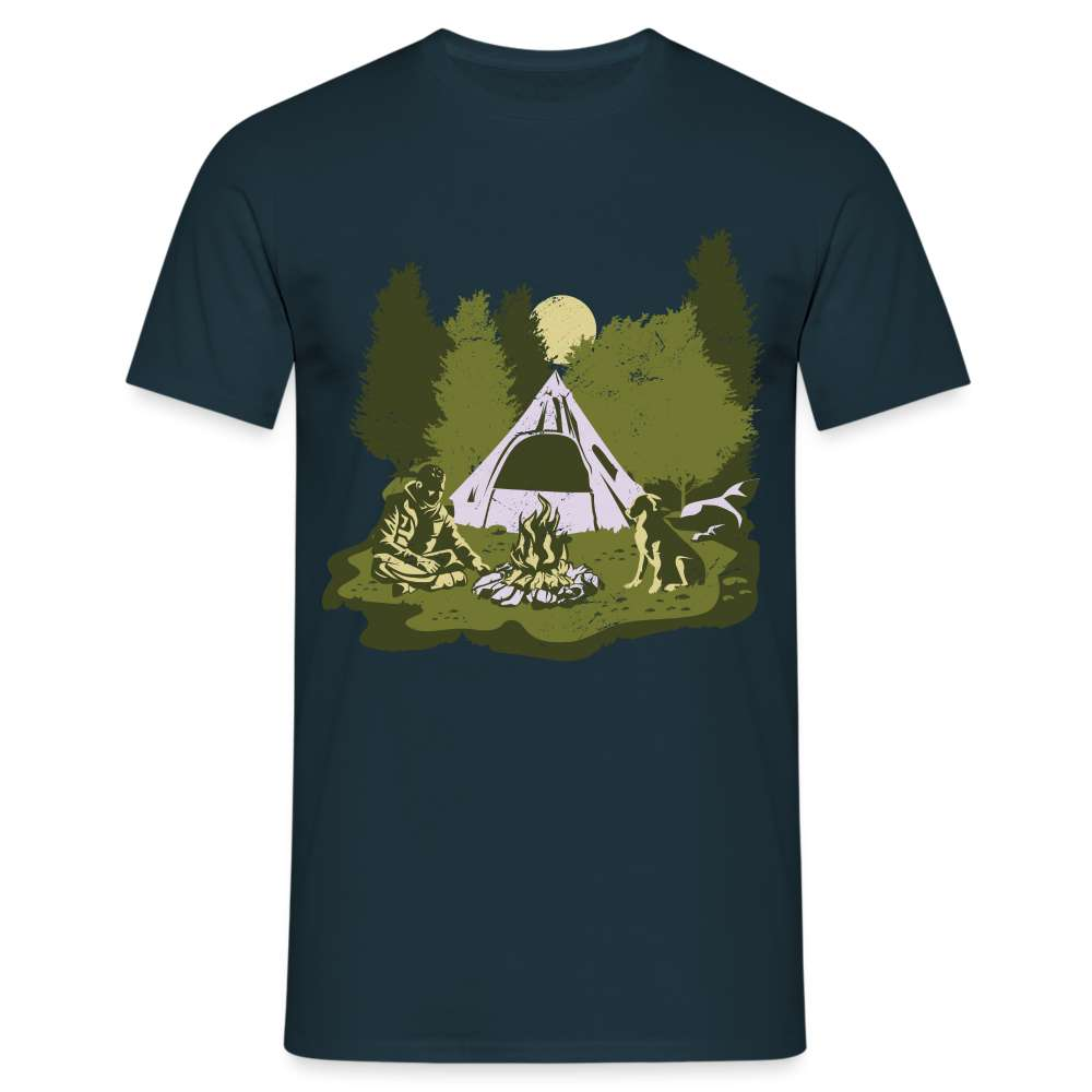 Wandern Camping mit Hund Lustiges T-Shirt - Navy