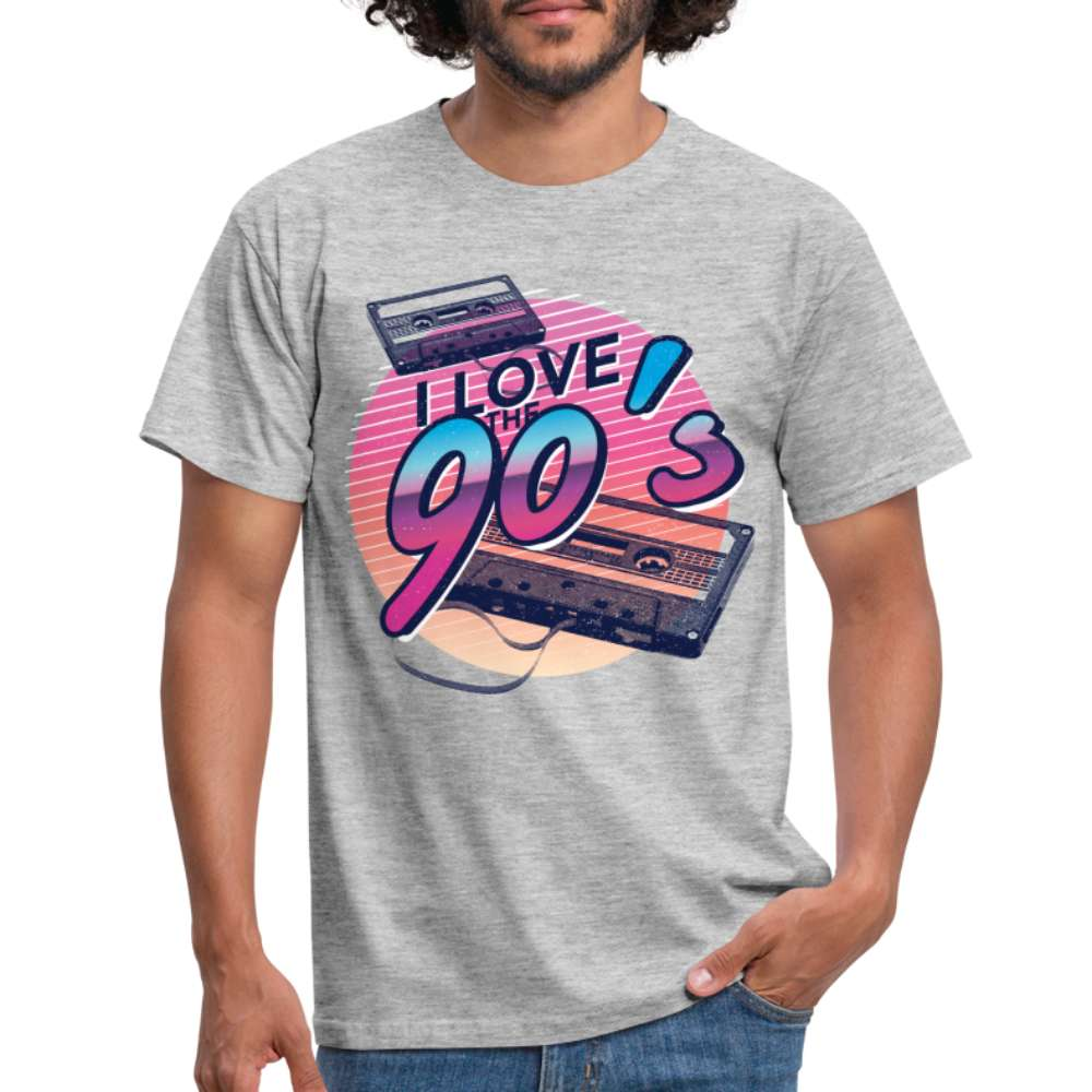 Kind der 90er Jahre Retro Kassette Love 90s - T-Shirt - Grau meliert