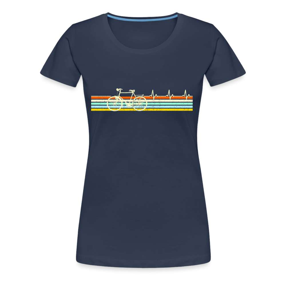 Fahrrad Herzschlag Shirt - Vintage Retro Fahrrad Frauen Premium T-Shirt - Navy