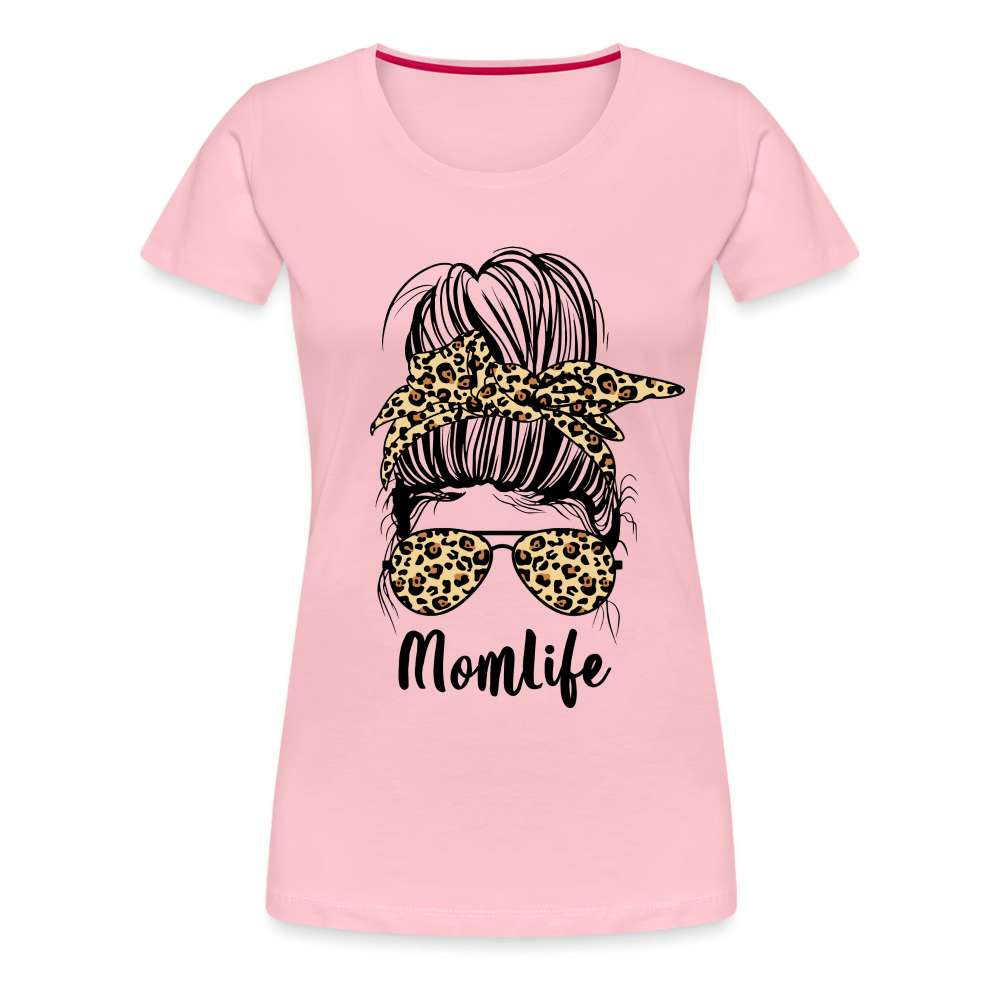Mom Life Messy Bun - Mutter Mama Frauen Premium T-Shirt - Hellrosa