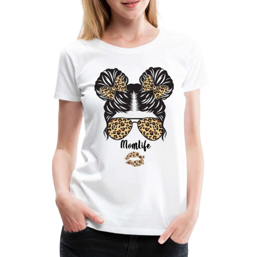 Mom Life Messy Bun - Mutter Mama Frauen Premium T-Shirt - weiß